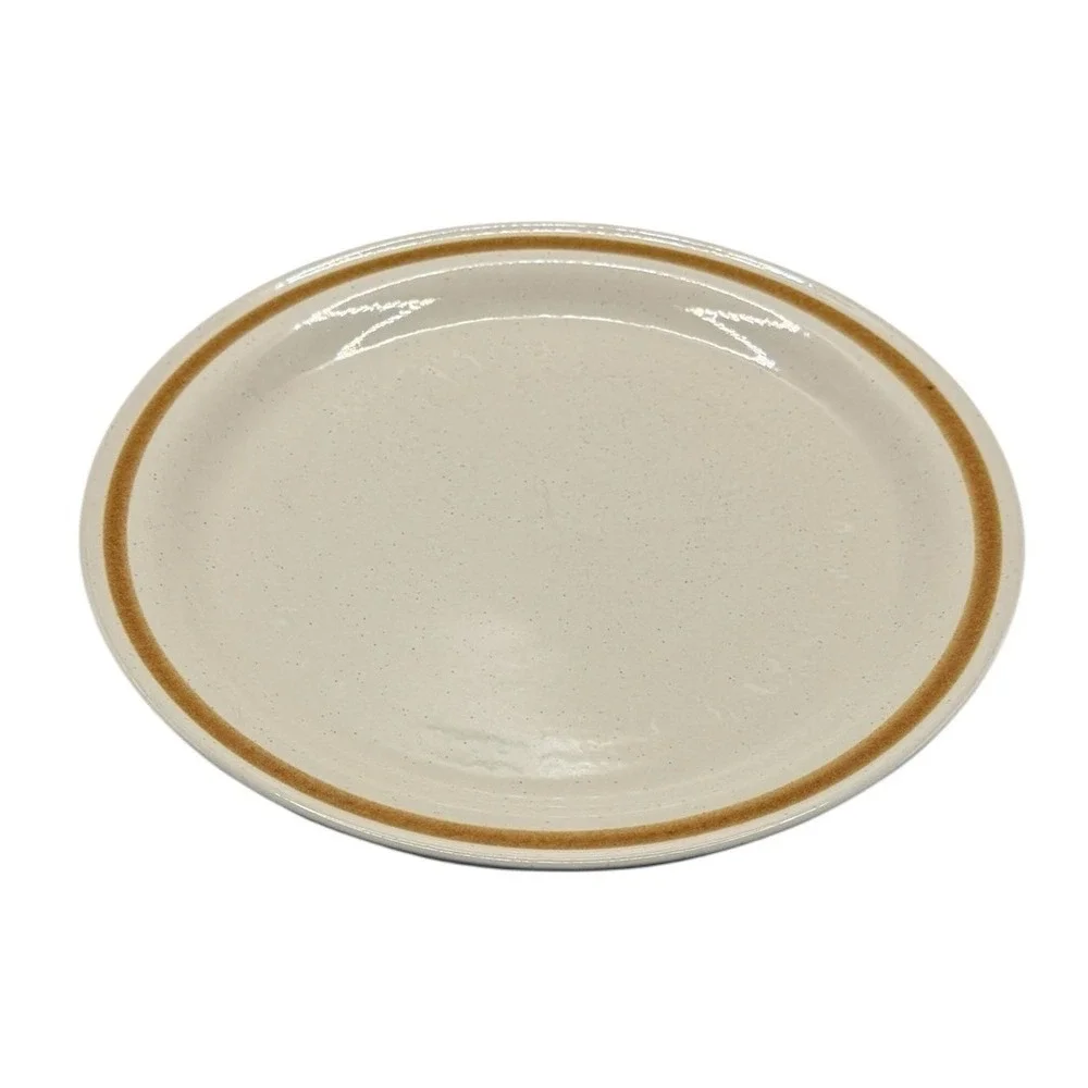 Old Brook Stonecastle Stoneware Dinner Plate Speckled‎ Brown Trim Japan (5)